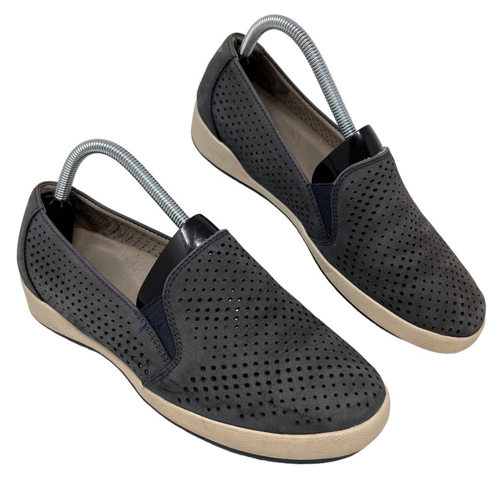 Dansko Odina Navy Blue Nubuck Vented Leather Comfort Slip On Shoes Size 39 8.5